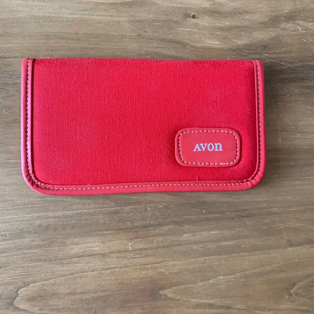 Avon Red Order Book Cover Folio Vintage in Box Pen